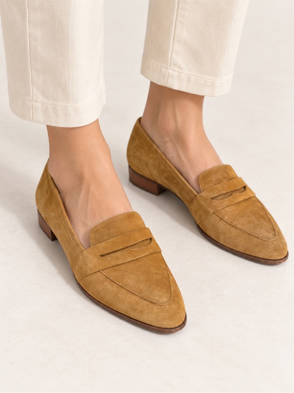 Thelma Brown Tan Suede Loafers Women's Sz. 38 (US 7.5-8)